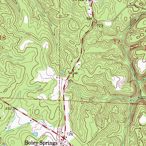 Topographic Map of Boley Volunteer Fire Department, AL