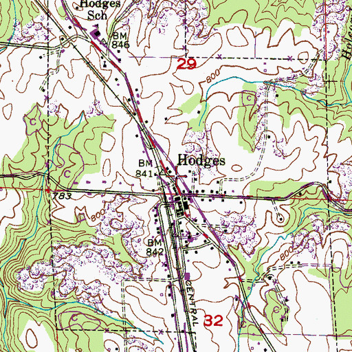 Topographic Map of Hodges Volunteer Fire Department, AL