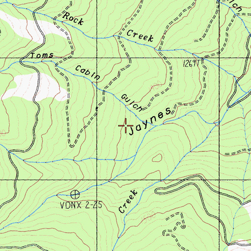 Topographic Map of Toms Cabin Gulch, CA