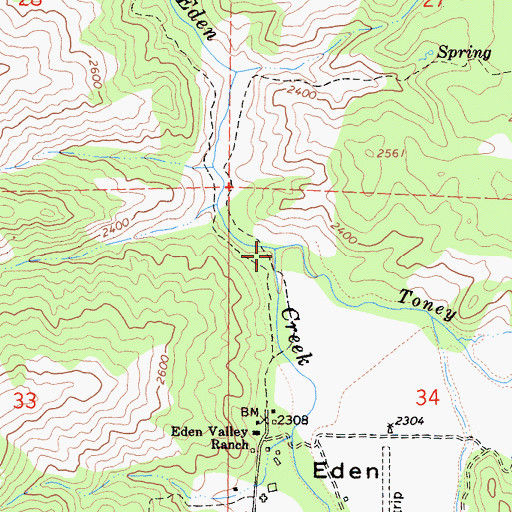 Topographic Map of Toney Creek, CA