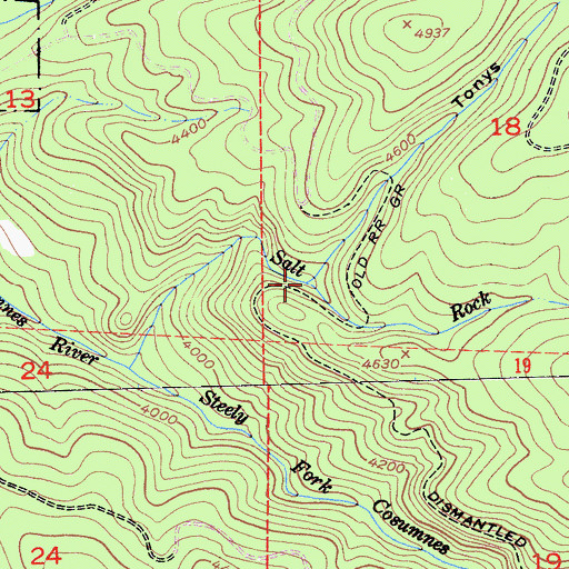 Topographic Map of Tonys Gulch, CA