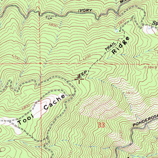 Topographic Map of Tool Cache Ridge, CA