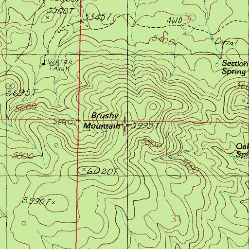 Topographic Map of Brushy Mountain, AZ