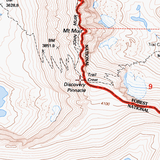 Topographic Map of Trail Crest, CA