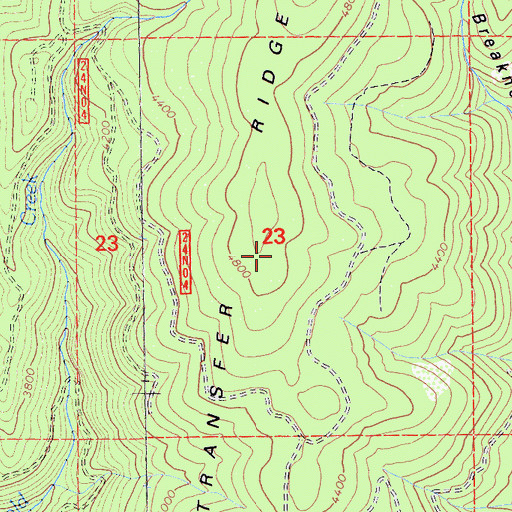 Topographic Map of Transfer Ridge, CA