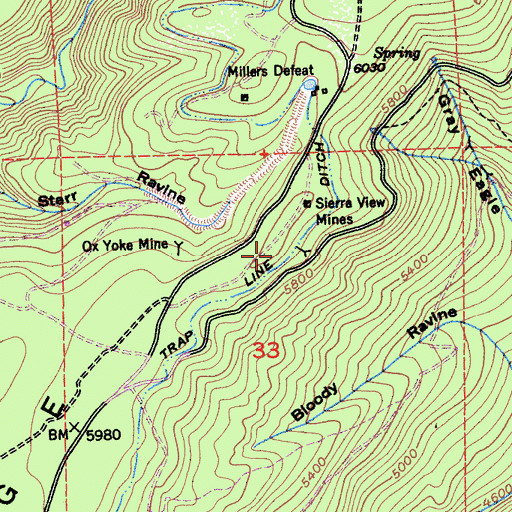Topographic Map of Trap Line Ditch, CA