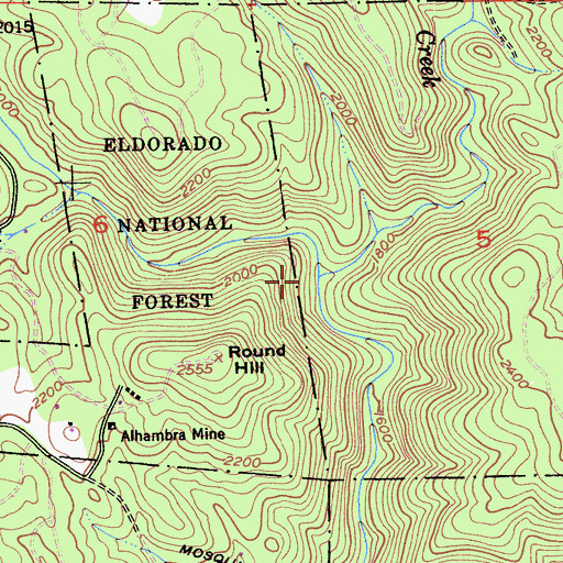Topographic Map of Traverse Creek, CA
