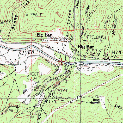 Topographic Map of Treloar Creek, CA