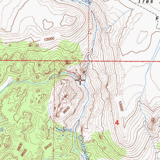 Topographic Map of Tres Plumas Creek, CA