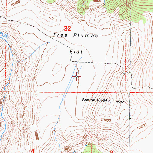 Topographic Map of Tres Plumas Flat, CA