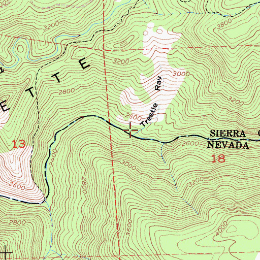 Topographic Map of Trestle Ravine, CA