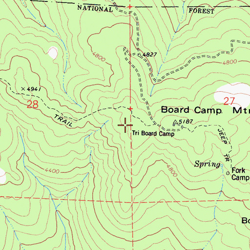 Topographic Map of Tri Board Camp, CA