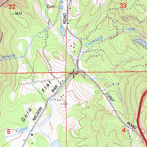Topographic Map of Trickling Creek, CA