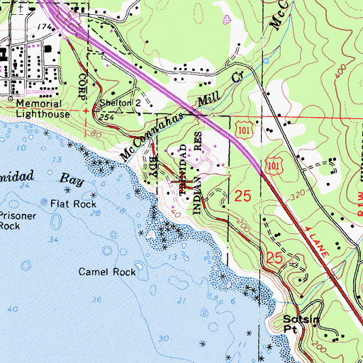 Topographic Map of Trinidad Rancheria, CA