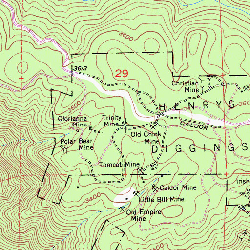 Topographic Map of Trinity Mine, CA