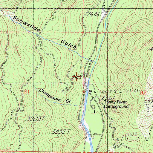 Topographic Map of Trinity River Campground, CA