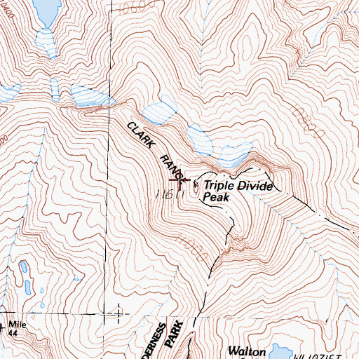 Topographic Map of Triple Divide Peak, CA