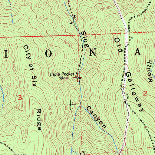 Topographic Map of Triple Pocket Mine, CA