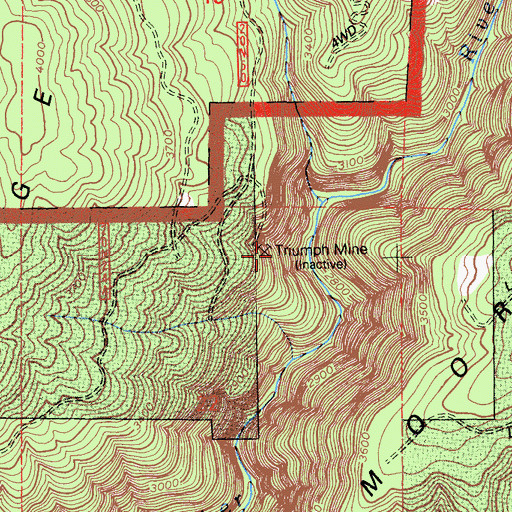 Topographic Map of Triumph Mine, CA