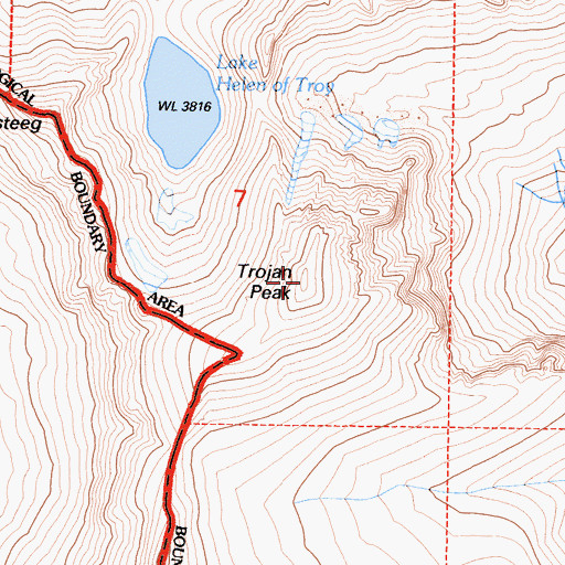 Topographic Map of Trojan Peak, CA