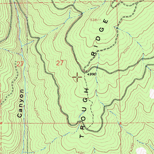 Topographic Map of Trough Ridge, CA