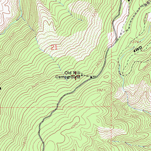 Topographic Map of Trough Spring Ridge, CA