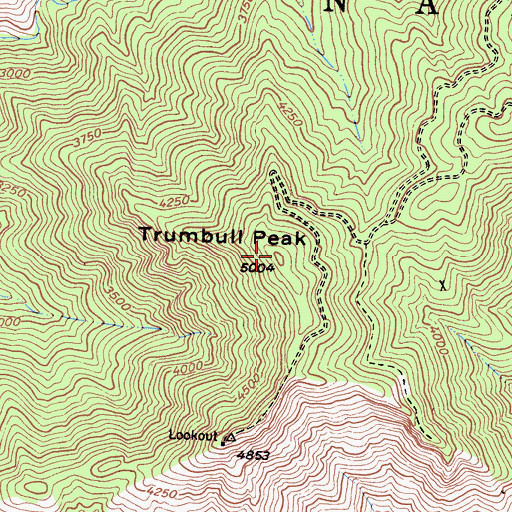 Topographic Map of Trumbull Peak, CA