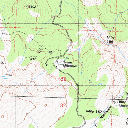 Topographic Map of Tryon Meadow, CA