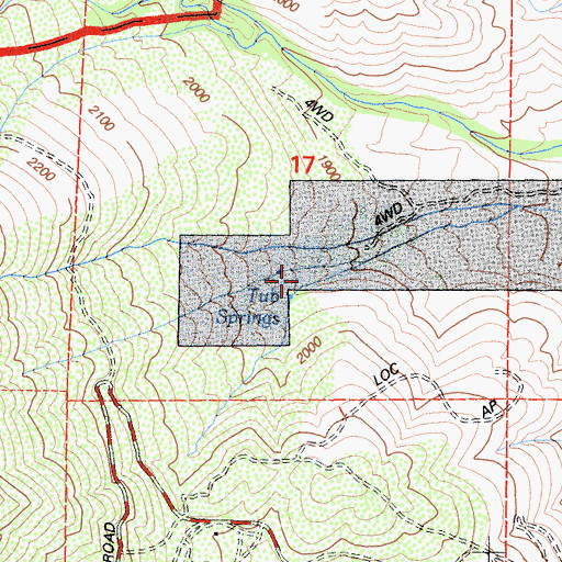 Topographic Map of Tub Springs, CA