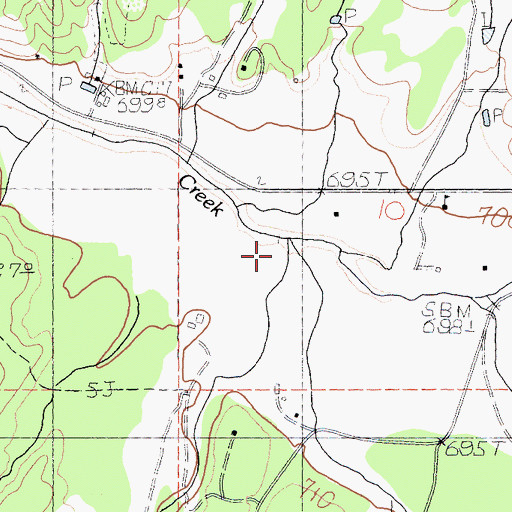 Topographic Map of Tule Creek, CA
