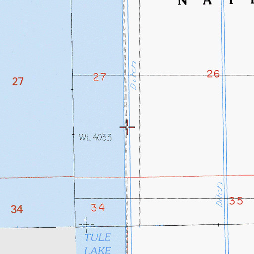 Topographic Map of Tule Lake National Wildlife Refuge, CA