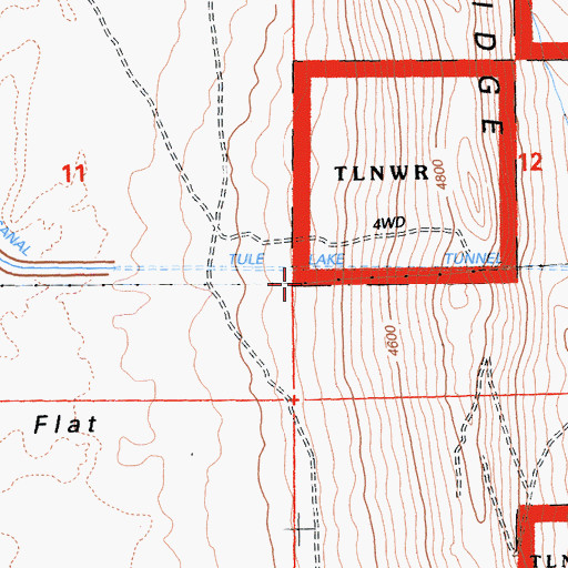 Topographic Map of Tule Lake Tunnel, CA