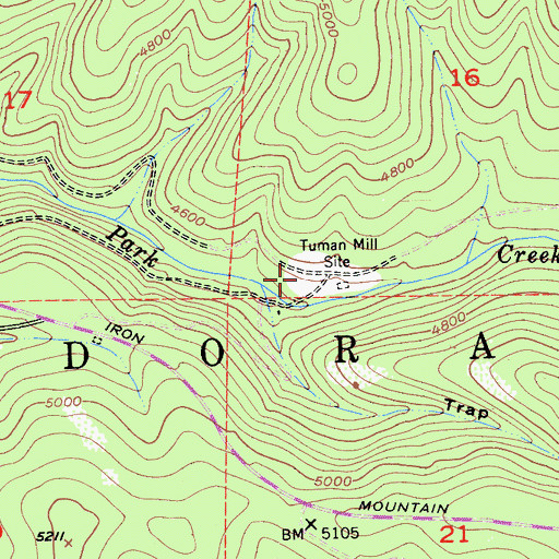 Topographic Map of Tuman Mill, CA