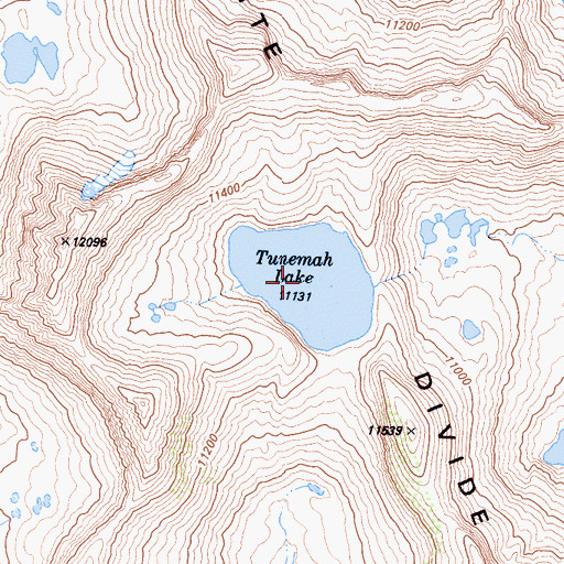 Topographic Map of Tunemah Lake, CA