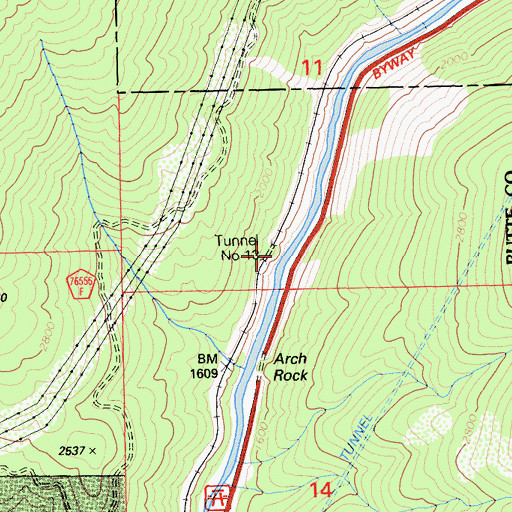 Topographic Map of Tunnel Number Thirteen, CA