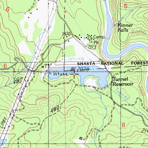 Topographic Map of Tunnel Reservoir, CA