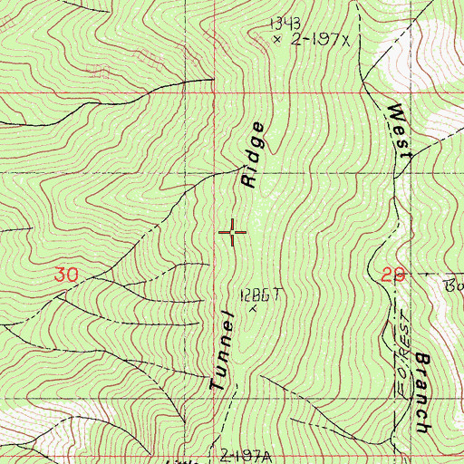 Topographic Map of Tunnel Ridge, CA