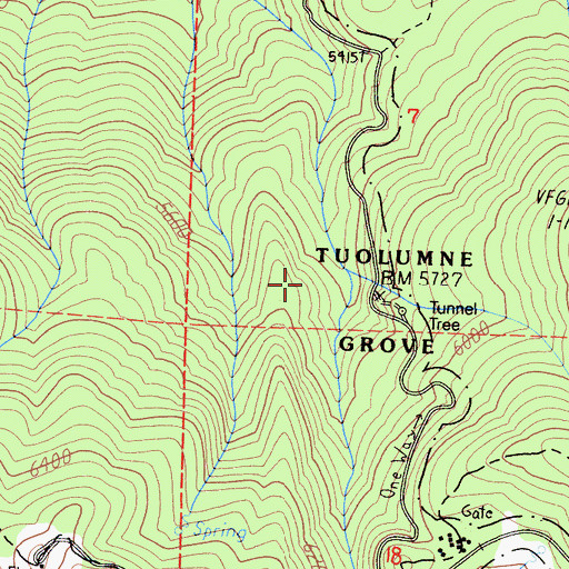 Topographic Map of Tuolumne Grove, CA
