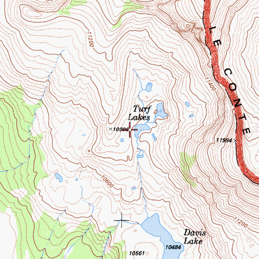 Topographic Map of Turf Lakes, CA