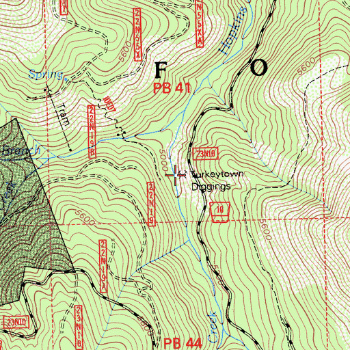 Topographic Map of Turkeytown Diggings, CA