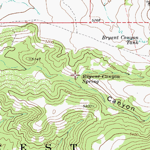 Topographic Map of Bryant Canyon Spring, AZ
