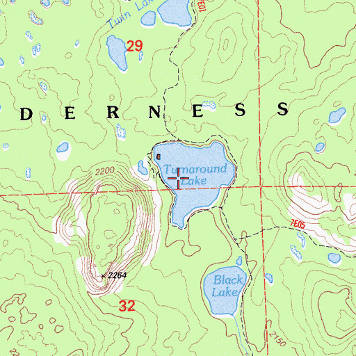 Topographic Map of Turnaround Lake, CA