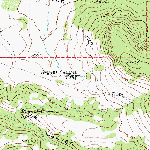 Topographic Map of Bryant Canyon Tank, AZ
