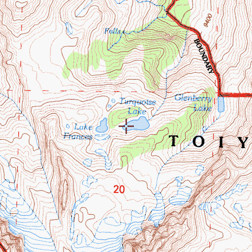 Topographic Map of Turquoise Lake, CA
