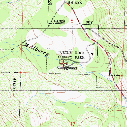 Topographic Map of Turtle Rock County Park, CA
