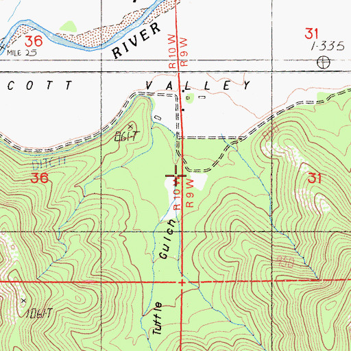 Topographic Map of Tuttle Gulch, CA