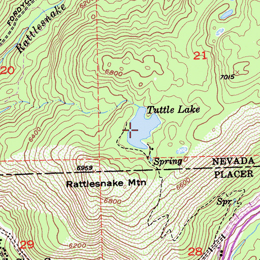 Topographic Map of Tuttle Lake, CA