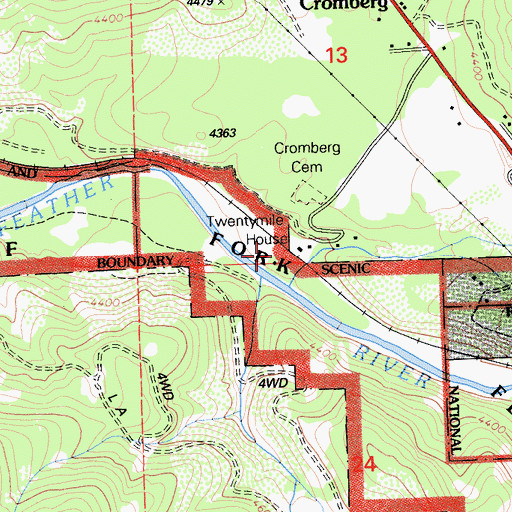 Topographic Map of Twentymile House, CA