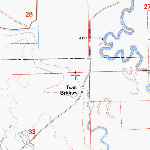 Topographic Map of Twin Bridges, CA