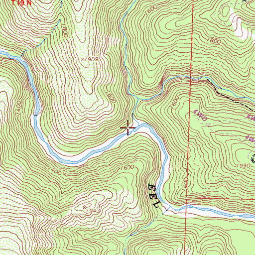 Topographic Map of Twin Bridges Creek, CA